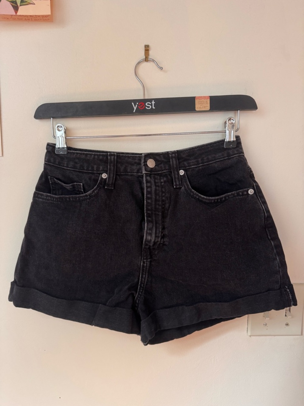 Classic High Waisted Black Jean Shorts